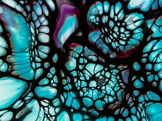 "Glacial Bloom" Duo - Acrylic on Ceramic 5x5 Shadowbox